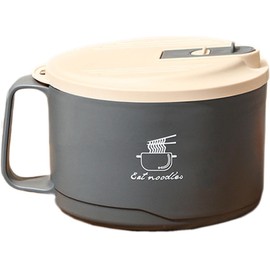 PONDI 1700ml Portable Ramen Bowl with Lid - 304 Stainless Steel, BPA-Free, Heat-Insulated Soup Mug for Ramen, Soup, Cereal & More | With Handle, Perfect for Office, Dorm & Travel (Gray)