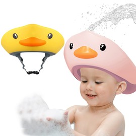 JAHEMU Baby Shower Cap Safe Shampoo Cap with Adjustable Ducklings Shape Hair for Eyes Ears and Face Pack of 2