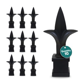 Address America Premium USA Made - Fence Finials Trident Spear High-Impact Polypropylene Black Finial Fence Topper (10ct, 3/4 inch) - Made in The USA - FF