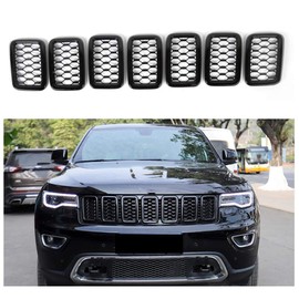 Front Honeycomb Grille Inserts Fits For Jeep Grand Cherokee 2017 2018 2019 7PCS Black