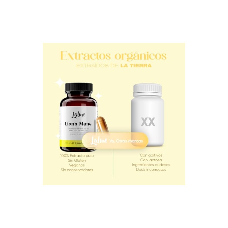 Melena de León Extracto Orgánico 750mg | Hongo Adaptógeno Nootrópico