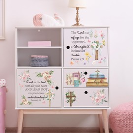 Christian Rub on Transfer for Crafts - 12 Sheets Bible Verse Transfers Stickers for Craft and Furniture, Transfer Sticker for DIY Wooden Wardrobe Home Decoration