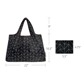 Bowbear Foldable Nylon Reusable Shopping Grocery Bag, Geometric Pattern