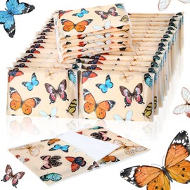 Geyee 50 Packs Facial Tissue Travel Packs Disposable Pocket Tissues for Wedding Guest Travel School Purse Home Supplies, 500 Sheets 3 Ply(Retro Butterfly)