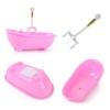 Toyvian Toy Bathtub for Dolls, Baby Doll Real Working Bath