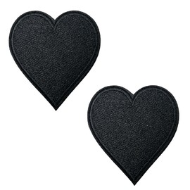 2 X Black Heart Poker Cards - Iron On Embroidery Patchs (7 x 6cm)