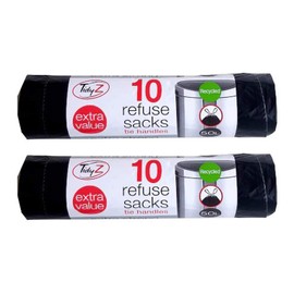 TidyZ 10 x extra starke Schwing-Müllbeutel mit Haltegriffen, Müllsäcke, schwarz, 50 Liter – 94 x 120 cm (20 Beutel)