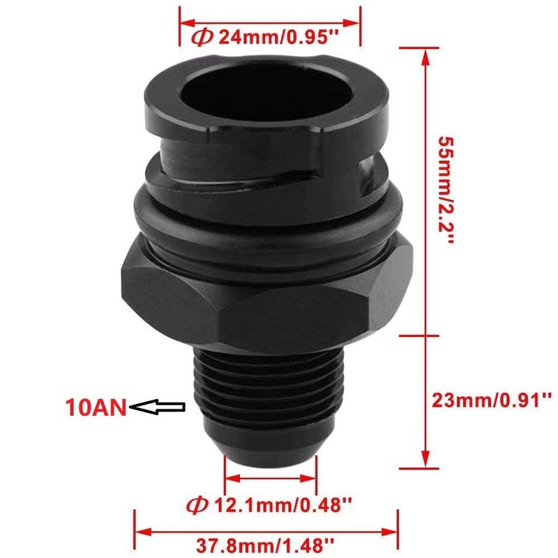 Billet Black Aluminum Valve Cover Oil Cap w/-10 AN Fitting