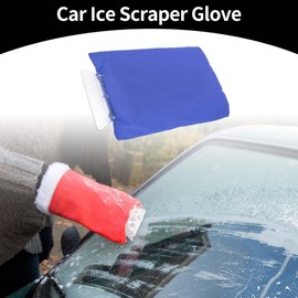 Partuto 1pc 17x25cm Universal Car Ice Scraper Glove - Insulated Warm Mitt Glove W/Snow Frost Remover for Car Truck Windscreen Portable - Waterproof Fabric ABS Blue