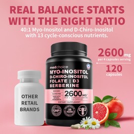 14-in-1 Women’s Inositol Complex Supplement – 40:1 Myo & D-Chiro Inositol with Folate, Vitamin D3, Zinc, Magnesium & Botanicals for Hormone & Feminine Wellness Support – (120 Capsules) (Pack of 1)