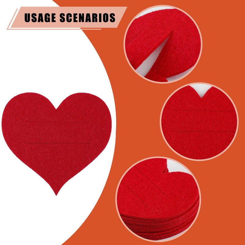 Tabanzhe 10 Pcs Heart-Shaped Felt Silverware Holder,Cutlery Holder Bags Tableware
