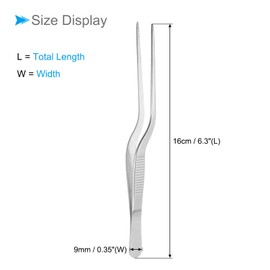 CoCud Kitchen Cooking Offset Tweezer, 16cm / 6.3" 430 Stainless Steel Culinary Tweezer Tongs Precision Professional Clip - (Applications: for Food Design Styling Decorating)