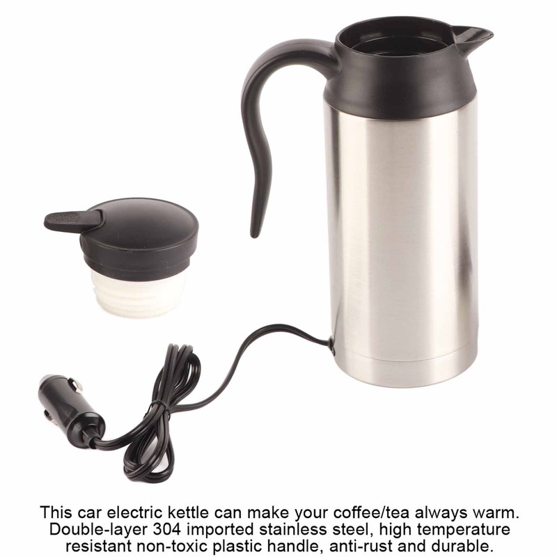 750ML Stainless Steel Car Electric Kettle Coffee Tea for Thermos