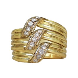 925 Sterling Silver Shining Line Multi-Layered Banquet Ring Gemstone Eternity Ring Gold X Criss Cross Ring Cubic Zirconia Promise Rings CZ Cross Knot Ring Engagement Wedding Ring for Women (8)