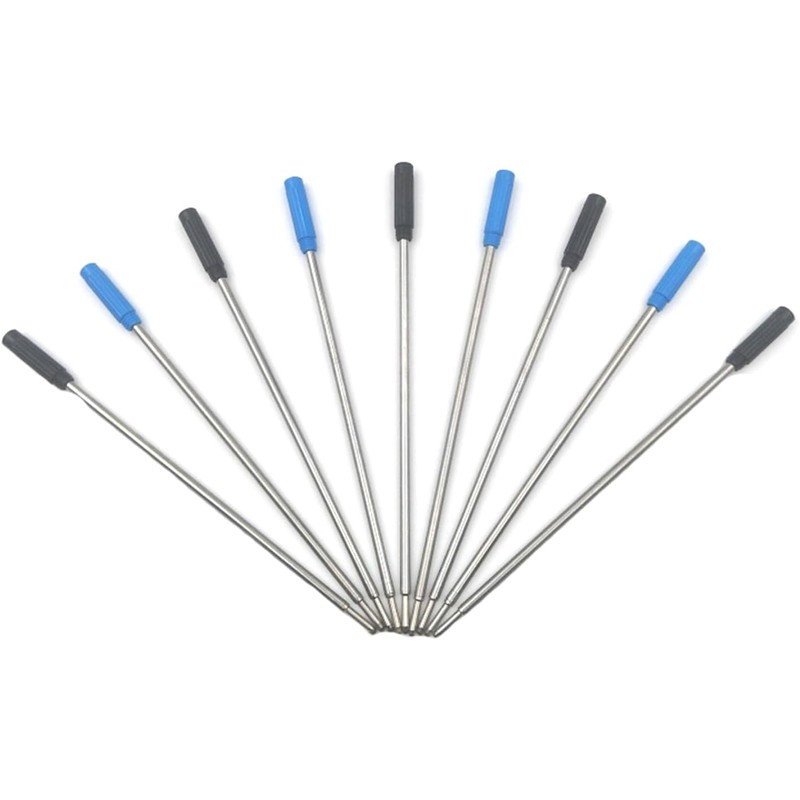 10-Pack Metal Pen Refills Blue and Black Refills 115mm Replacement