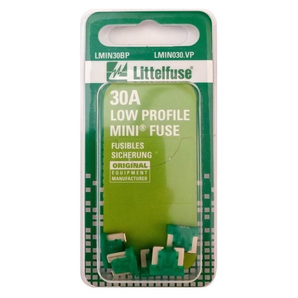 Littelfuse LMIN030.VP MINI Low Profile 30 Amp Carded Blade Fuse, (Pack of 5)