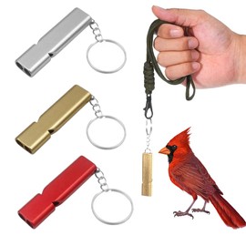 GGUFAY 3 Stück Trillerpfeife, Whistle Signalpfeife Notfall Laut,Trillerpfeifen Metall Notfallpfeife mit Schlüsselanhänger, Schiedsrichter Outdoor Notfall Survival Pfeife(Silber + Gold + Rot)