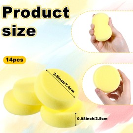 14Pcs Round Painting Sponge Yellow Applicator Watercolor Synthetic Sponges Artist Craft Clay Sponge Watercolor Sponges for Face Painting Pottery Ceramics Art Crafts (3 Inch)