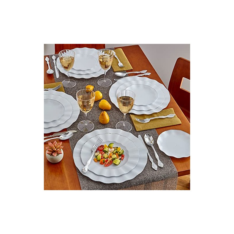 Silver Spoons Fancy Appetizer Plates | 20 pc | Heavy