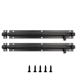 AUXBC 8 Inch Sliding Bolt Gate Latch, Aluminum Alloy Slide Barrel Bolt Latch, Black Heavy Duty Security Bolt Door Lock Slide Latch for Home Garden Warehouse Garage Door, 2pcs