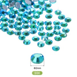 MECCANIXITY 2880 Pcs Hotfix Rhinestones Flatback Crystal Glass Gems Art Rhinestones for Crafts Clothes DIY Decoration(SS6 2mm,Sky Blue Color)