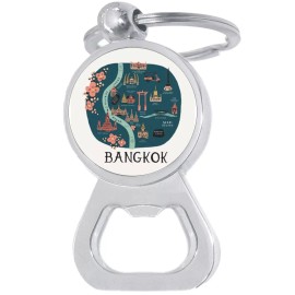 NewCharms Bangkok Bottle Opener Keychain - Metal Beer Bar Tool Key Ring