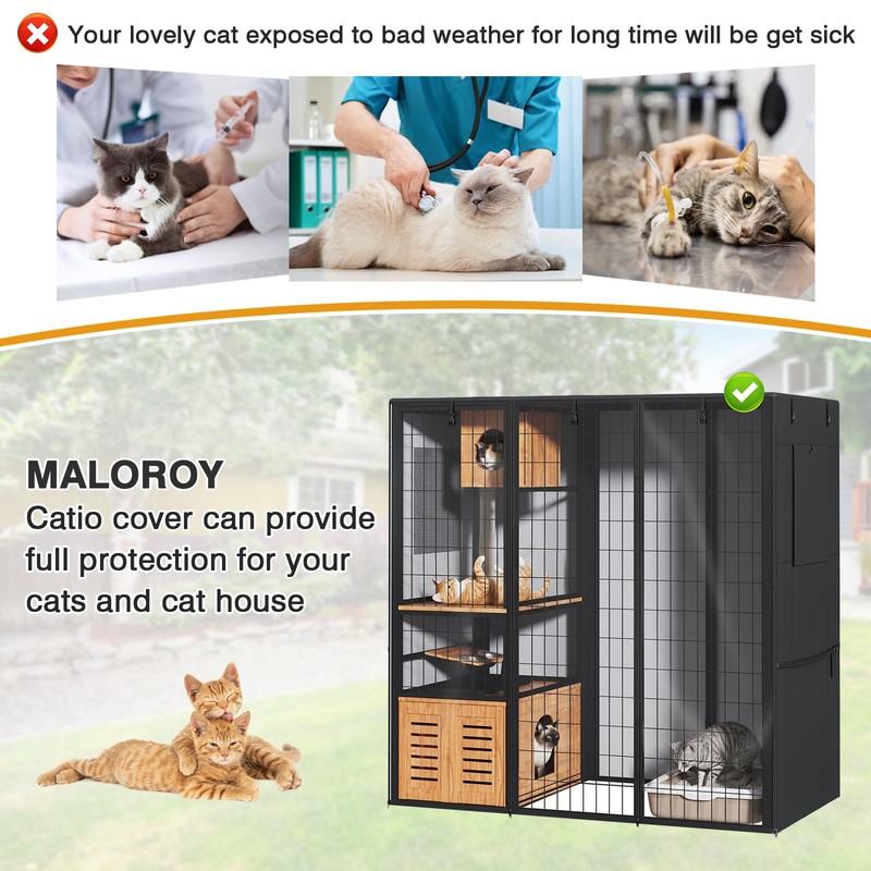 Outdoor Large Cat Enclosure Cover, Waterproof Walk-in Cat Kennel Cover
