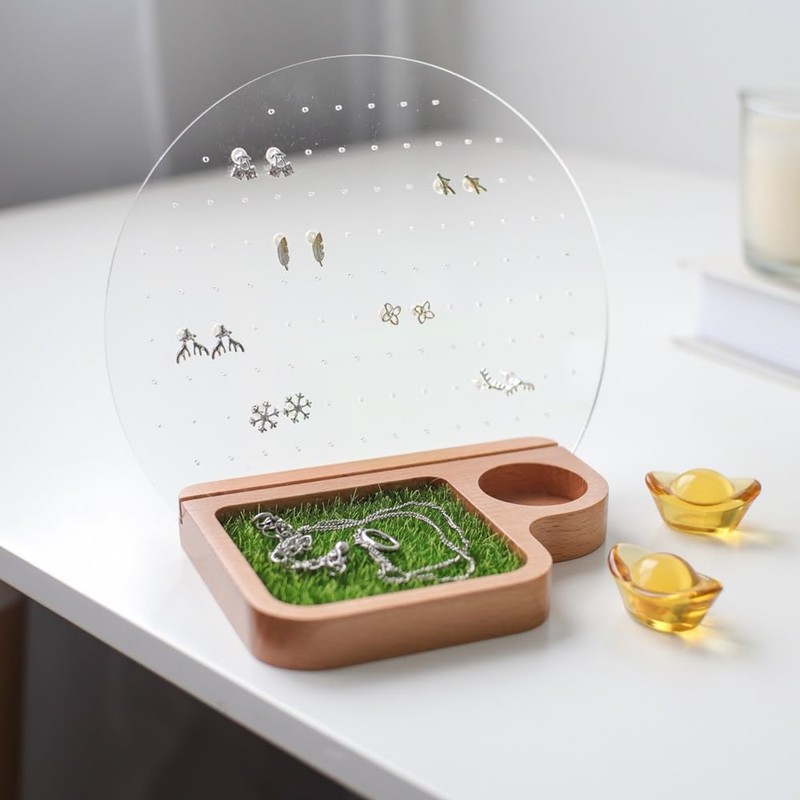 TOSMU Earring Holder Wood Earring Stand Stud Earrings Accessories 7013
