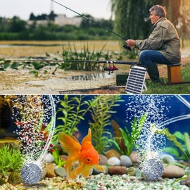 NFESOLAR Solar Pond Aerator for Fish Pond, 3W Solar Panel with Built-in Battery Backup, 3 Working Modes, 2 Air Stones, Solar Air Pump for Outdoor Small Pond Stock Tank Hydroponics