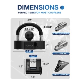 TOPICK Universal Trailer Hitch Lock Set, Includes Heavy-Duty Coupler Ball Lock & Coupler Latch Lock, Keyed Alike, Anti-Theft, All-Weather Protection for RVs, Boats, Trucks & Utility Trailers