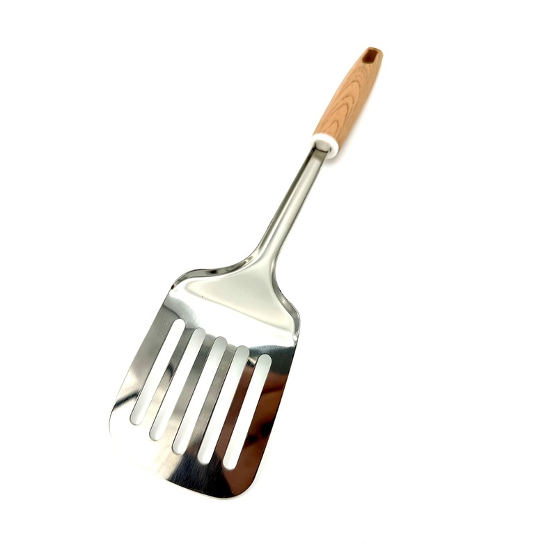 TIJAR® Spatula Slotted Turner, Stainless Steel with Nylon Wood Effect