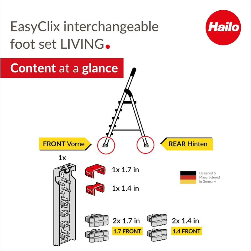 Hailo 9947-001 Easy Clix Interchangeable Feet for wood Set 2