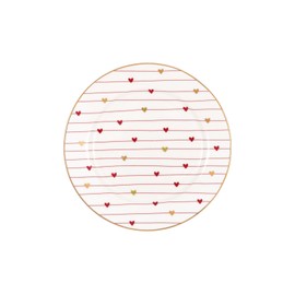 GreenGate Small Grace Plate White with Hearts in Red and Gold 15 cm Dessert Plate