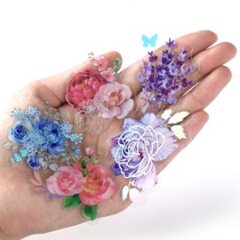 100Pcs Holographic Nature Flower Stickers Floral Decorative Adhesive Watercolor Scrapbooking Supplies Journaling for Adults Card Making Scrapbook Materials Craft Daily Planner