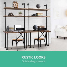Diwhy Industrial Style Office Decor,Computer Desk with 2-Tier Storage Pipe Shelves,Bookshelf Laptop Desk,Studying Writing Table Workstation with Hutch for Home Ofiice(40 inches)