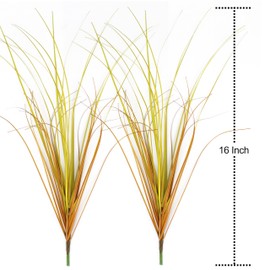 FeiLix 10PCS Artificial Plants Outdoor,Artificial Shrubs Fake Tall Grass,Artificial Faux Greenery Stems,Fake Leaves Artificial Grass Plant Onion Grass UV Resistant for Indoor Decor (10, Brown)