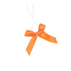 Paquete de 100 lazos de lazo de satén naranja para bolsas de regalo, bolsas de dulces de panadería y lazo de cinta de decoración de paquetes, lazo para regalos