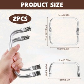 2PCS 160mm Kiss Clasp Internal Tubular Frame Aluminum Purse Frame Metal Purse Frame Square-Shaped Assembled Bag Clutch Frame Hardware Replacements for DIY Purse Handle Bag Making Sewing