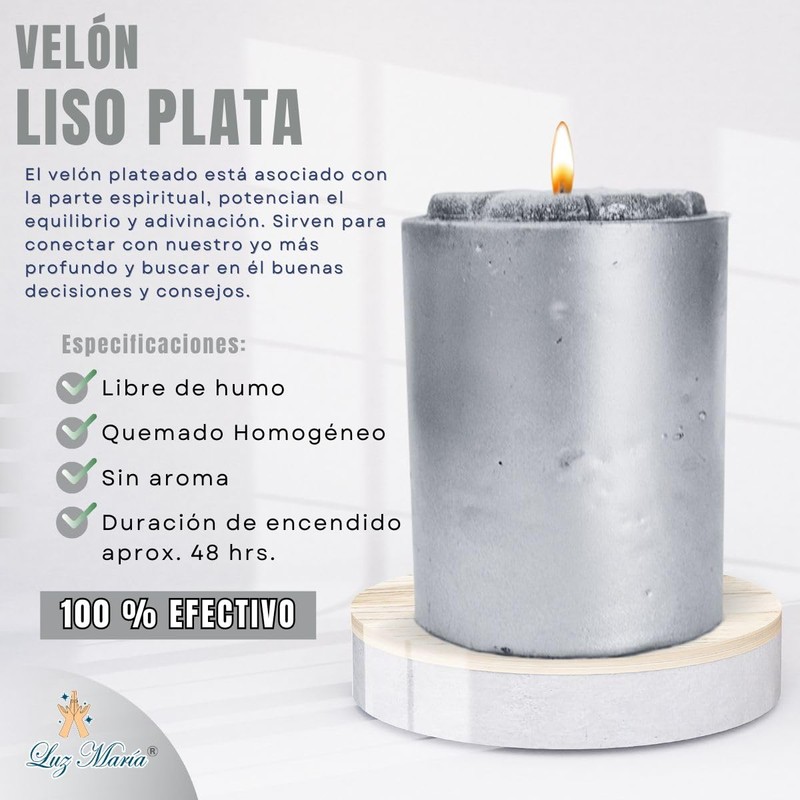 Velón Color Plata 500 grs | Potencializar rituales | Decoración