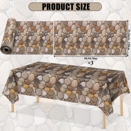 party greeting 51 in x 98 Ft Cobblestone Wall Tablecloth Roll Stone Pattern Wall Backdrop Disposable Plastic Brick Table Covers for Outdoor Medieval Vacation Bible School Decor