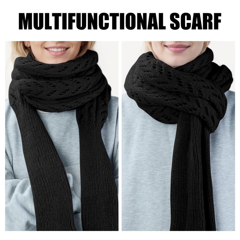 Baonmy Scarf with Sleeves for Women, Shawl Wraps Knitted Cable