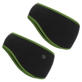 PATIKIL Ear Warmer Headband, 2 Pack Polar Fleece Ear Warmer Winter Stretchy Running Sweatband Outdoor Essential for Jogging Walking Skiing, Black with Dark Green