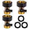 Heavy Duty Brass Shut Off Valve Garden Hose Connector，3PCS 3/4"
