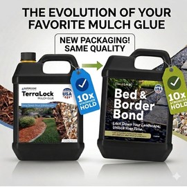 TerraLock Bed & Border Bond Mulch Glue Adhesive for Landscaping, 1 Gallon. Easy Spray, Easy Hold. Perfect for Mulch, Pea Gravel Large & Small, Rock, Straw and Stone, Pega para Piedras de Jardin