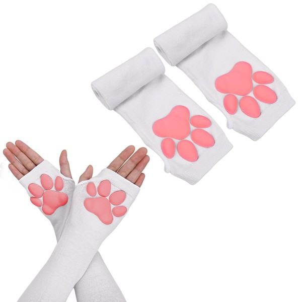 SGQTZDZQ Cat Paw Gloves,Therian Paw Fingerless Gloves,3D Cat Claw Mittens