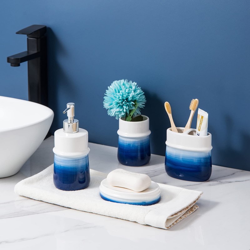 Ceramic 12Oz Soap Dispenser for Kitchen, Refillable Hand Dispenser with