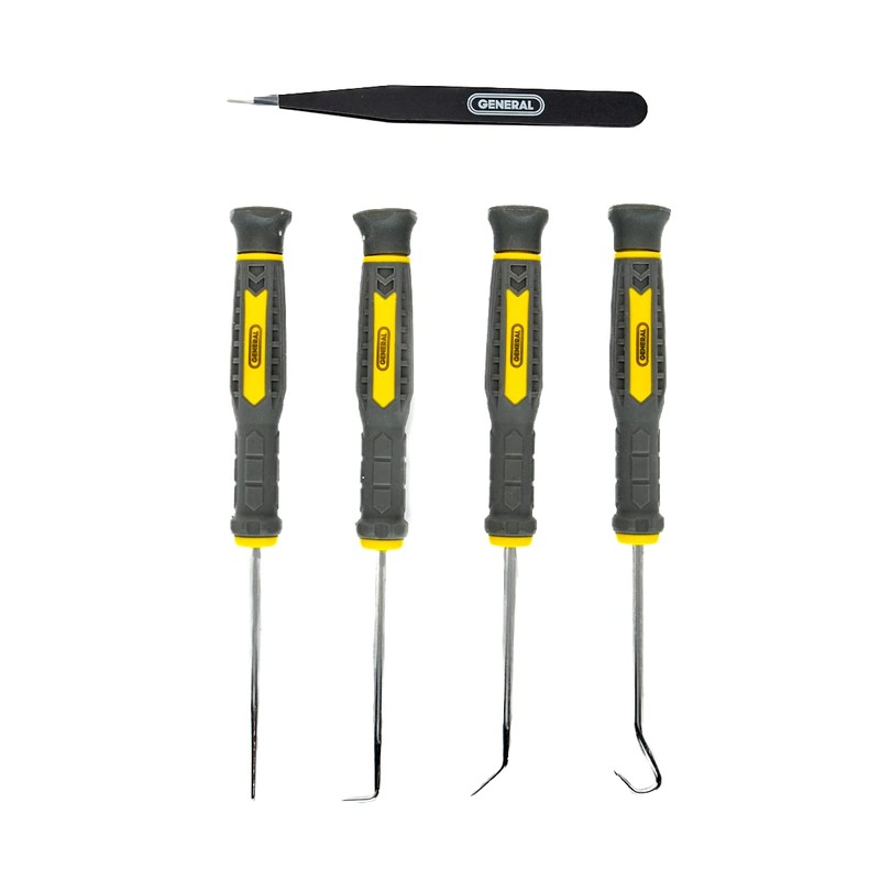 General Tools 5 Piece Precision Probe, Pick and Tweezer Set