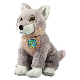 EcoBuddiez - Wolf from Deluxebase. Medium 20cm Soft Plush Animals made from Recycled Plastic Bottles. Eco-Friendly Cuddly Gift for Kids and Cute Stuffed Animal Toy for Toddlers.