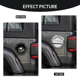 CheroCar ABS Gas Cap Cover Trim Fuel Tank Cover Decoration Kit for 2018-2025 Jeep Wrangler Accessories JL 2/4 Door(Chrome)