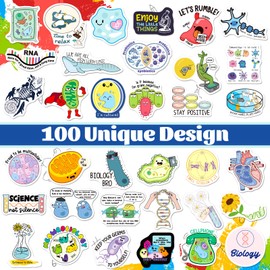 YTSQLER 200 PCS Biology Stickers, Biology Vinyl Stickers for Kids Teens Teachers Students Adults, Biological Microbiology Decals for Laboratory Water Bottle Laptop